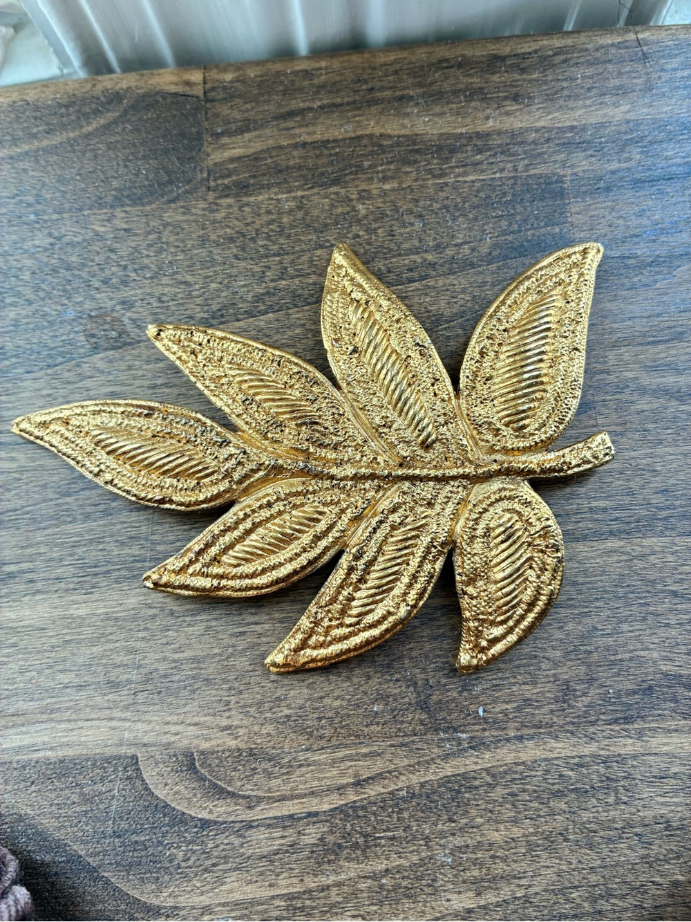 Vintage Dauplaise Signed Gold Leaf Brooch